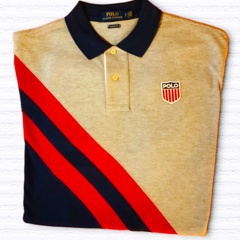 POLO RALPH LAUREN stripe shield polo shirt